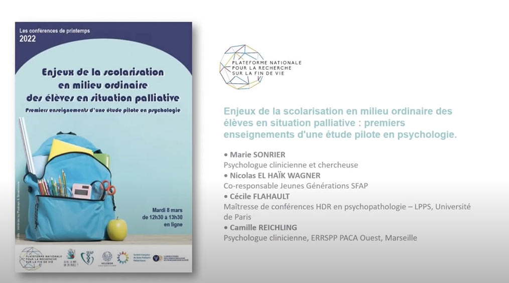Enjeux de la scolarisation des élèves en situation palliative. Premiers enseignements d'une étude pilote en psychologie